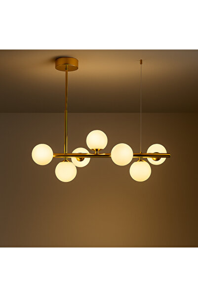 KORMAN TECHNIK Modern chandelier with LOFT Pavilion bulb, 7x G9, Gold, Metal, Adjustable height