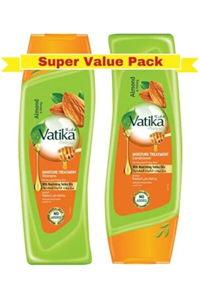 Vatika شامبو وبلسم مرطب للشعر (2 × 400 مل) | باللوز والعسل | للشعر الجاف والمجعد