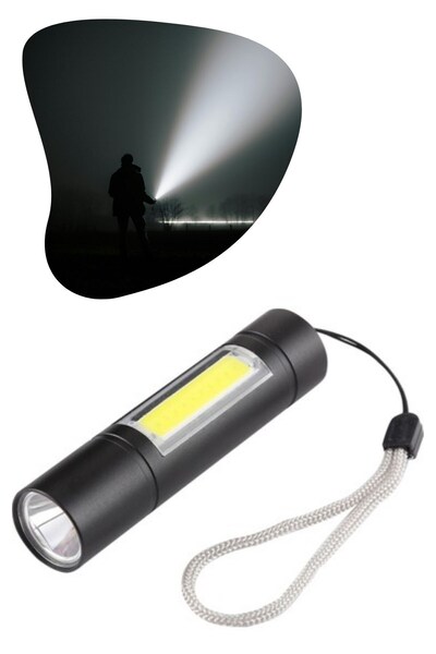 Buffer ® USB ile Şarj Olan Kutulu Mini El Feneri – Taşınabilir LED Kamp ve Acil Durum El Lambası