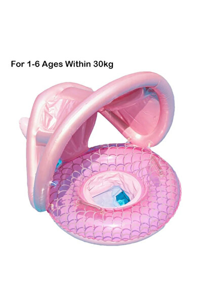 Choice ttyw Baby Swimming Circle with Mermaid Tail Outdoor Sunshade with Canopy Inflatable Float Ring Summe