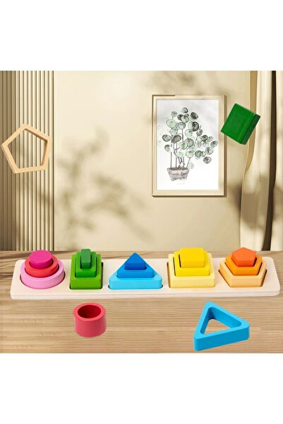 Choice ألعاب مونتيسوري الخشبية الصفراء الفاتحة لفرز وتكديس الأشكال والألوان، ...