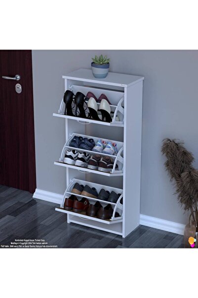 Modilayn WEST Antre 52x116x 26 cm’ lik 3 Düşer Kapak 6 Göz Bölmeli Ayakkabılık