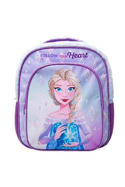 enerBio Lilac Kindergarten Backpack Frozen 2 Glitter with Faux Fur