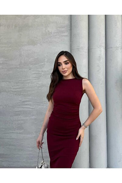 IŞILDA FASHION Drapeli Midi Elbise