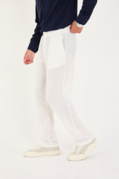 No Way Men's Baggy Fit Aerobin Linen Trousers