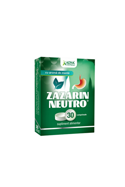 ADYA GREEN PHARMA Supliment masticabil, Adya Green Pharma, Zazarin Neutro Mentă, 30 de comprimate
