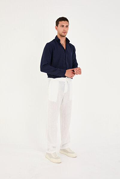No Way Men's Baggy Fit Aerobin Linen Trousers