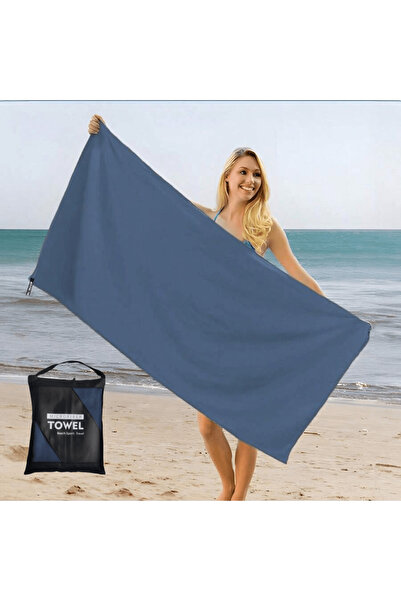 Choice منشفة من الألياف الدقيقة باللون الأزرق الداكن مقاس 80×180 سم، منشفة سر...