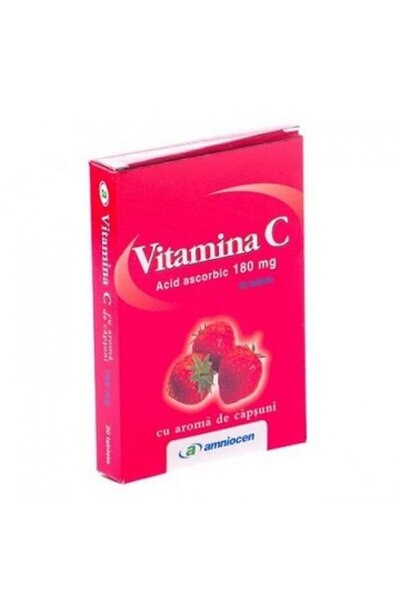 Amniocen Comprimate de vitamina C, Amniocen, Căpșuni, 180 mg, 24 de comprimate