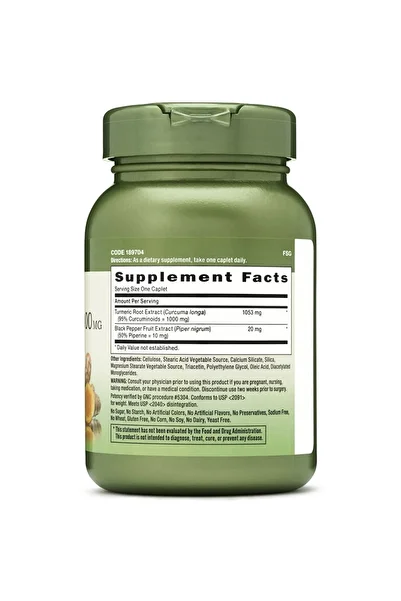 GNC BAG GNC Herbal Plus® Turmeric Curcumin 1000 mg, 60 Tablets