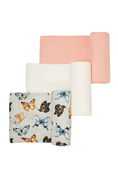 Anvi Baby Organic Bamboo Swaddle - White/Grey/Peach - 3pcs