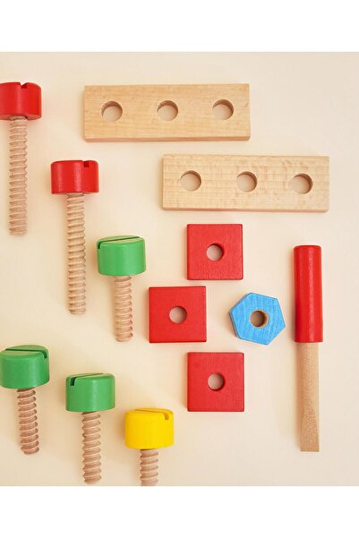 Fab N Funky Wooden Nuts and Bolts Building Assembling Toy Car, 3 Years+, Multicolor - 36 Pieces