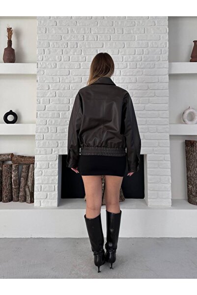 ZF BUTİK Damen-Lederjacke mit Taillengürtel