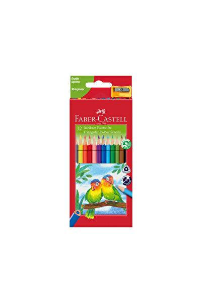Faber Castell Creioane colorate triunghiulare + ascuțitoare Faber-Castell 12 ...