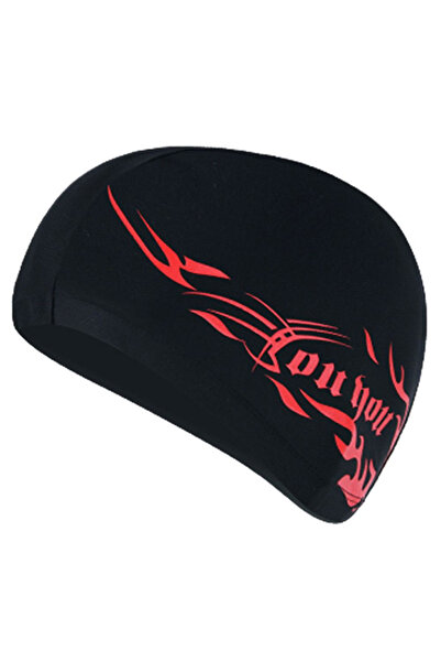 Choice قبعات سباحة مرنة باللونين الأسود والأحمر للرجال والنساء مصنوعة من النا...