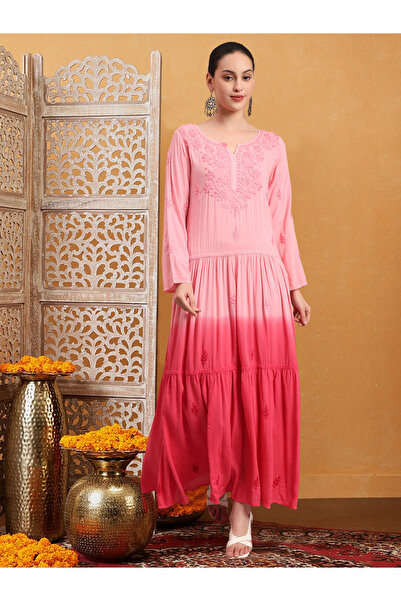 alaya Hand Embroidered Chikankari Modal Ombre Jalabiya-AL4047