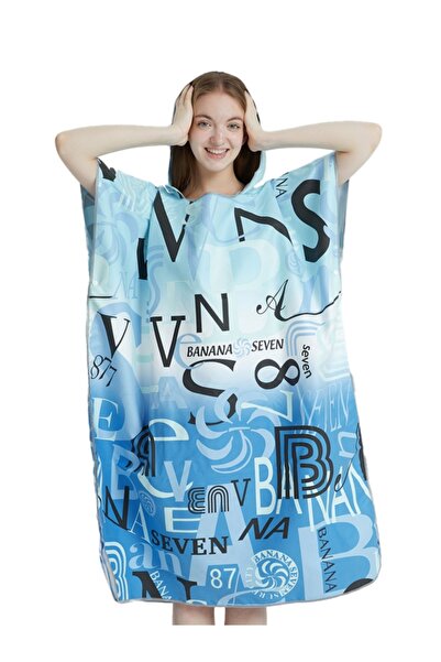 Choice منشفة بونشو زرقاء لركوب الأمواج، منشفة سريعة الجفاف، رداء شاطئ من الأل...