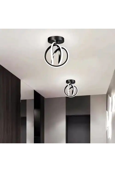 LED CONCEPT Lustra LED cu 3 tipuri de lumina, neagra, rotunda, 28W, 25x25x15cm