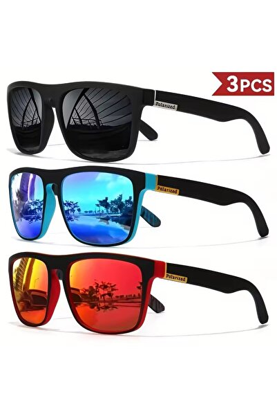 Choice 3 قطع - 2 نظارات شمسية مربعة الشكل بتصميم عتيق للرجال والنساء للقيادة ...