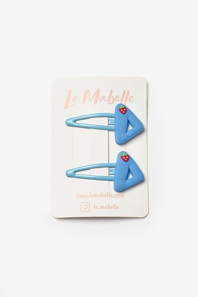 Le Mabelle Blue Ruler Figured Girl's 2-Piece Snap Buckle