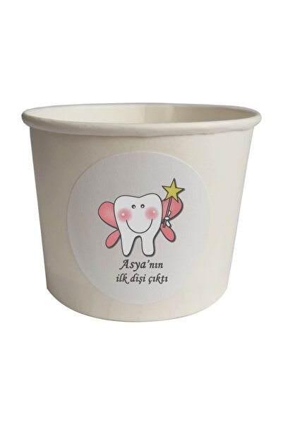 tm tasarı mağazası 10 Adet Kişiye Özel Pembe Diş Buğdayı Karton Kase 9x6cm- I...