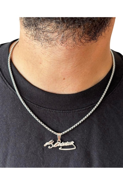 derokas Kemal Atatürk Written Real Steel Non-Tarnish Necklace