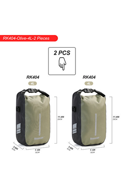 Rhinowalk Olive-4L-2pcs Bike Quick Release Front Fork Bag 2 Pcs Waterproof 4L/6L Cycling Bicycle Fro