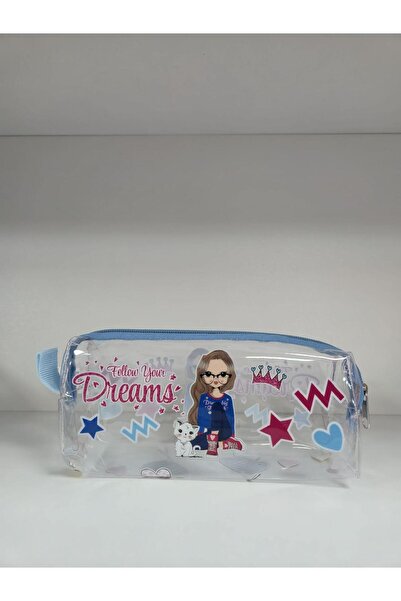 TATLI GÜNLER Şeffaf Genç Kız Desenli Dreams Kalemlik – Fermuarlı, Dayanıklı Kırtasiye ve Makyaj Çantası