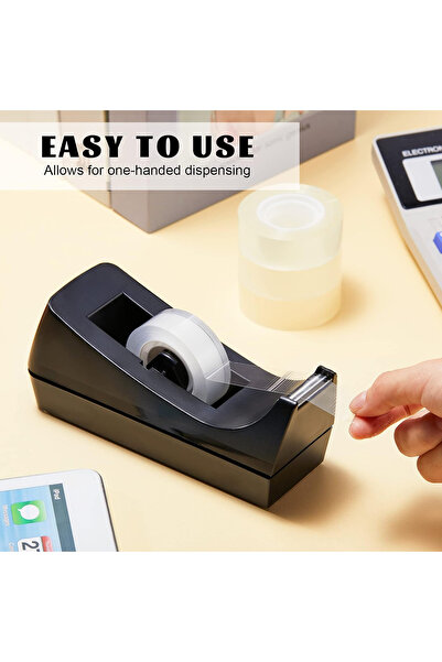 Choice قطعة واحدة، أسود، موزع شريط لاصق لسطح المكتب بقاعدة غير قابلة للانزلاق، موزع شريط لاصق قابل لإعادة التعبئة، موزع