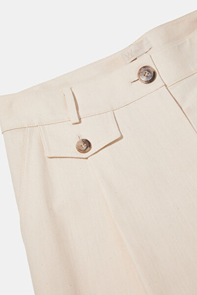 W Collection EKRU RAHAT KESİM PİLELİ PANTOLON