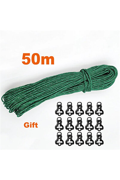 Choice حبل خيمة عاكس أخضر بطول 50 مترًا، 2.5 مم، عالي القوة، 20 مترًا و25 متر...