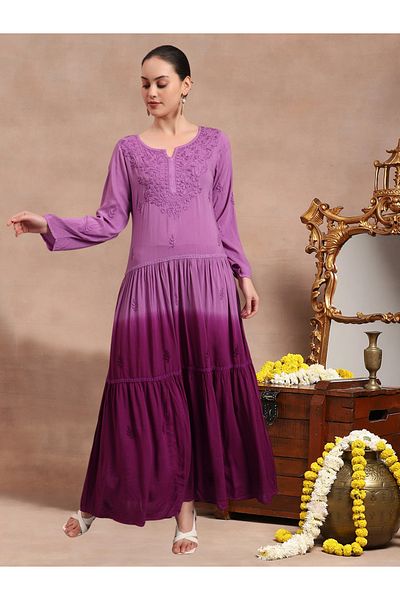 alaya Hand Embroidered Chikankari Modal Ombre Jalabiya-AL4047