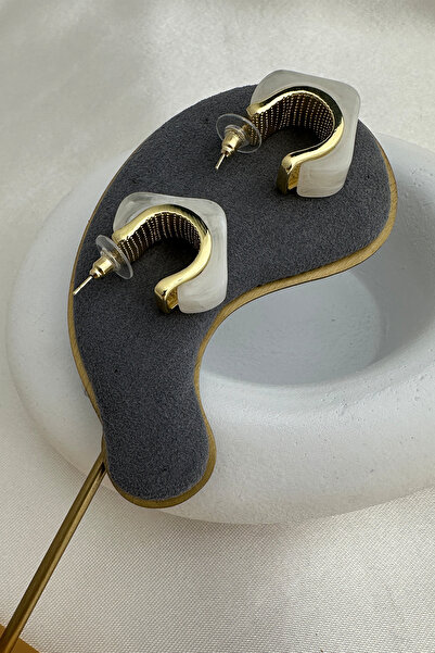 Modex Gold Acrylic Square Stud Hoop Earrings (3cm)