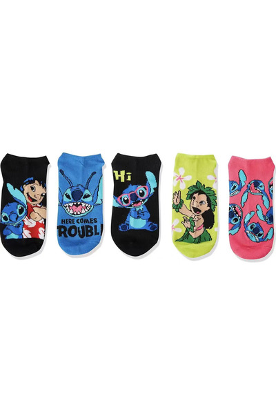 Miniso 5 pairs of socks 5pcs Lilo & Stitch and Lilo Pelekai Printed Combination Sock Set Summer Sweat Absor