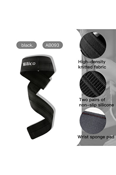 Choice1 AB093-black Power Lifting Straps WeightLifting Gym Gloves Deadlift Wr...
