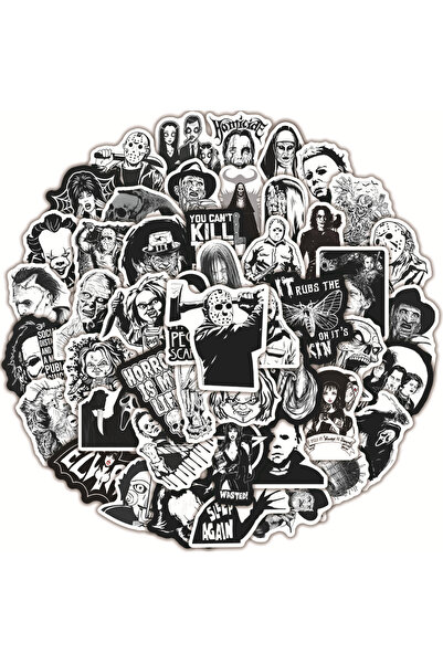 Choice 50 قطعة من ملصقات جرافيتي مقاومة للماء بموضوع فيلم رعب باللونين الأبيض...