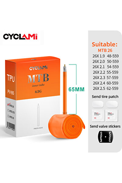Choice صمام بريستا 26 65 مم قطعة واحدة من أنبوب داخلي خفيف الوزن للدراجة CYCLAMI 29/26/27.5 بوصة صمام أنبوب دراجة جبلية L