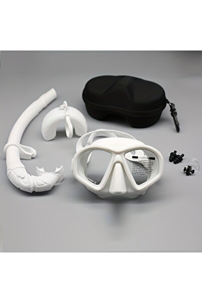 Choice قناع غوص حر احترافي أبيض اللون، 4 قطع، منخفض الحجم، مصنوع من الزجاج ال...