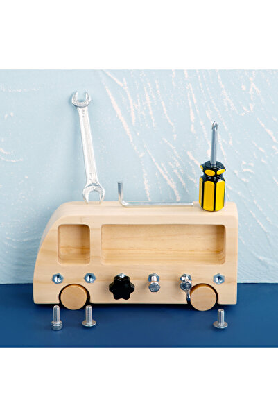 Choice Montessori Wooden Toy Busy Bus Wood Screw Driver Board Basic Skills Game Toys Nuts Screw Bolts Se...