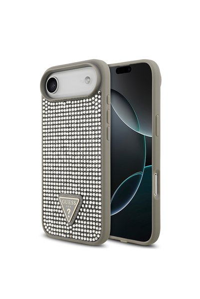 Guess iPhone 17 Air Uyumlu Kılıf Orjinal Lisanslı Taşlı Arka Yüzey Üçgen Logo...
