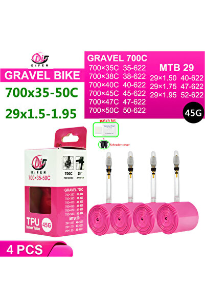 Choice بريستا صمام 65 مللي متر DiFEN 700x35-50C 4 قطعة DiFEN أنبوب داخلي من البولي يوريثان 700C الحصى الدراجة 700x35-50C ل 35C 38C