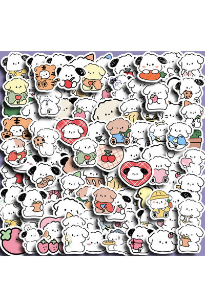 Miniso 100 قطعة/المجموعة ملصقات حيوانات كلاب صغيرة لطيفة على شكل خط كوري لهات...