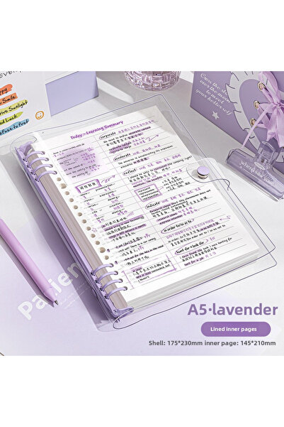 Choice دفتر ملاحظات مدرسي شفاف بغلاف ناعم A5 بنفسجي مقاس 23×17.5 سم، 120 صفحة...