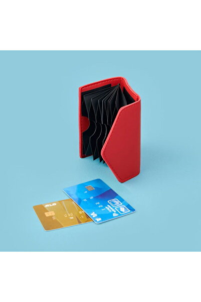 Barnaby Horizontal Accordion Pvc Card Holder - Red - 7X11 cm