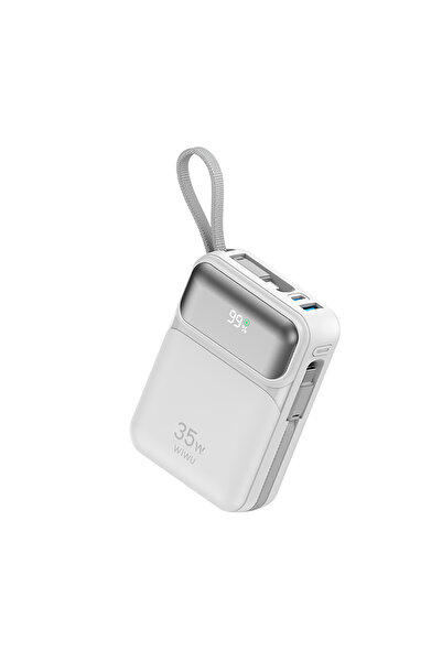 WIWU Wi-P052 Galaxy Serisi Type-C Lightning Çıkışlı Taşınabilir Powerbank PD 35W 10000mAh Beyaz