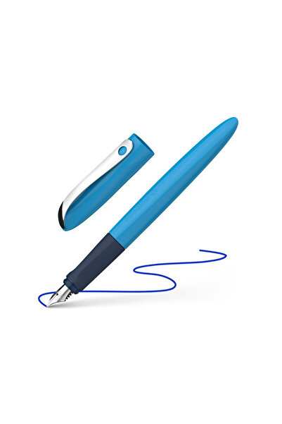 SCHNEIDER Stilou pentru elevi incepatori, ideal pentru clasa pregatitoare si clasa 1, Wavy, Albastru