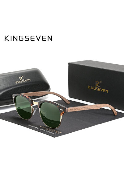 Choice نظارات شمسية G15 KINGSEVEN خضراء عالية الجودة مصنوعة يدويًا من خشب الج...