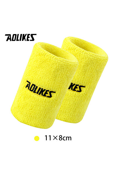 Aolikes 11 سم - سوار معصم أصفر لامتصاص العرق، مناسب لرياضات التنس والكرة الطا...