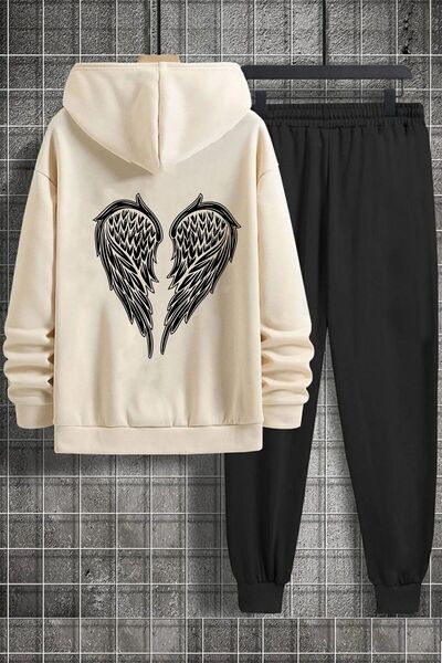 FAEL LİFE Women / Girl Wide Cut Oversized Tracksuit Set Angel Wing Print