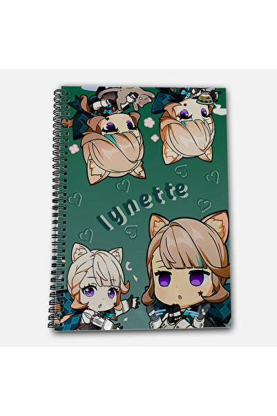Define Moyas دفتر مدرسي من Genshin Impact Lynette بدون خطوط مقاس A4، 72 ورقة، موديل 1